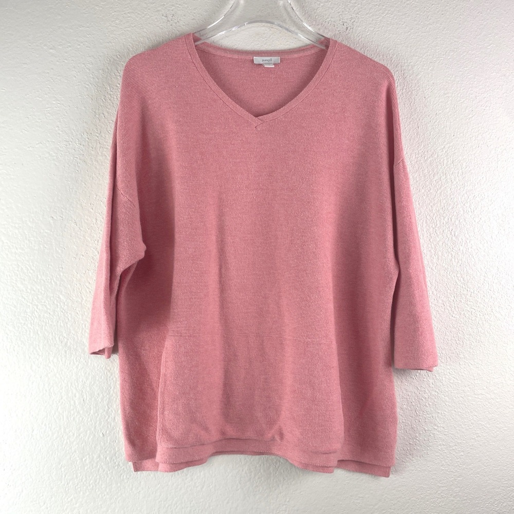 Pure Jill Sweater Small Pink Silk Blend Minimalist Coastal Grandma Luxury